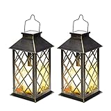 Solar Lanterns Outdoor Waterproof, Set of 2 Outdoor Lanterns for Patio...