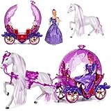 Puppen Kutsche mit Pferd & Puppe - lila passend für Barbie Puppen -...
