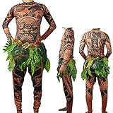 Springcmy Mens/Kids Moana Maui Tattoo T-Shirt / Hose mit Blätterrock,...