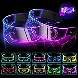 flintronic 2 Paar Cyberpunk LED Brille, LED Leuchtende Brille, Funny...