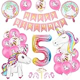 Einhorn 5 Geburtstag Deko, Luftballon 5. Geburtstag Rosa, 5 Ballon...