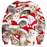 ALISISTER Unisex Hässliche Weihnachtspullover Funny Katze Elf Muster...