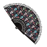 Widmann 03381 - Fächer Dia de los Muertos aus Stoff, Länge 23 cm,...