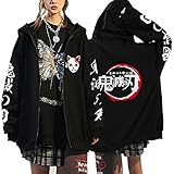 Vocha Anime Kleidung Sweatjacke Damen Mit Kapuze Demon Slayer Zip-up...