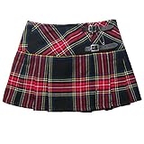 Viper London Mini Kilt mit Falten 33 cm Tartan, Schwarz/Rot, 42...