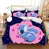 QROXY Lilo & Stitch Bettwäsche Mit Bettbezug Und Kissenbezügen,...