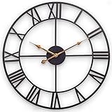 Wanduhr Große, 60cm Vintage Schwarz Dekorative Wanduhr mit Römischen...