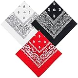 Bodiiwuliu Set 3 Bandana Kopftuch,Damen und Herren rot, weiß, schwarz...