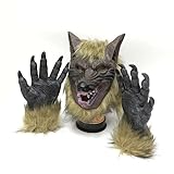 Ruisy Wolf Latex Maske mit Wolf Claws für Fasching, Karneval &...