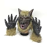 Ruisy Wolf Latex Maske mit Wolf Claws für Fasching, Karneval &...