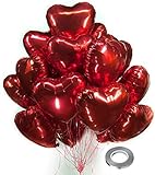 CozofLuv 25 Stück 18 Zoll Rot Herzballons Folienballons Luftballons...
