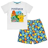Pokemon Pyjama kurzer Schlafanzug Jungen oder Mädchen (Weiss 110)