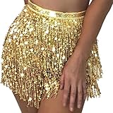 Flovel Rock mit Pailletten, Quaste, Bauchtanz, Hüfttuch,...