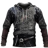 XBOMEN Ragnar Lothbrok Viking Armor Chain Full Printed 3D Hoodie,...