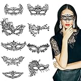 SHANMEI Spitzenmaske Schwarze, 9 Stück Dame Spitze Augenmaske Sexy...