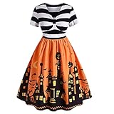 CHARMMA Damen-Halloween-Kleid in Übergröße, lustiger Kürbis,...
