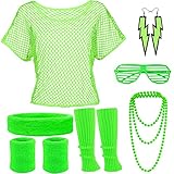 YADODO 90er 80er Jahre Outfit Damen Netzoberteil Damen Neon 80er Jahre...