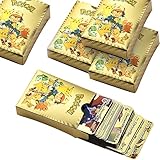 Goldene Pokeman Karten 55 Stück TCG Deck-Box Goldfolien-Karten...