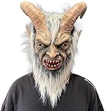 Lucifer Maske mit Hörnern Gruseliger Teufel Krampus Masken Halloween...