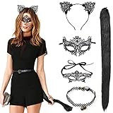 ALBUMORY Katzenohren Haarreif Katzenkostüm Damen mit Lace...