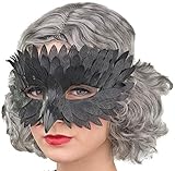 NET TOYS Schöne Rabenmaske für Erwachsene - Schwarz - Schickes...