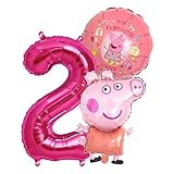 XL Peppa Wutz Girls Folienballon + Riesenzahl Zahl 2 Kindergeburtstag...