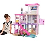 Barbie GRG93 - Traumvilla, dreistöckiges Puppenhaus (114 cm) mit...