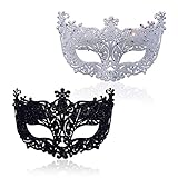 TSHAOUN 2-teilige Maskerademaske, schwarze filigrane und silberne...