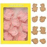 8PCS Keksausstecher Ausstechformen Kinder Rosa Pig Plätzchen...