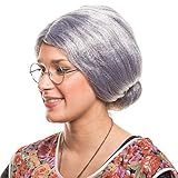 Großmutter Oma Granny Grandma Grauer Dutt Perücke Verkleidung Party...