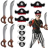 COLOFALLA 12 Stück Piraten Zubehör Set 4 pcs Piratenhut Kinder 4 pcs...