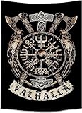 Arsey Wikinger Deko Wandteppich Vegvisir Achsen Hammer Valhalla Wand...