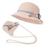 FT-SHOP Strohhut und Kleine Tasche Set Mädchen Kinder Sommer...