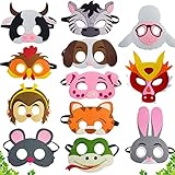 YOUYIKE Maske Filz Kinder, 12 Stück Tiermasken für Kinder, Filz...