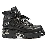 New Rock Metallic Schwarz Schuhe M.654-S1