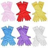 Hifot Prinzessin Mädchen Satin Handschuhe mit Schleife 6 Paare,...