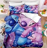 Boupod Stitch Lilo Cartoon-Charakter-Muster Bettwäsche Set...