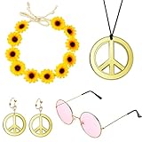 Karjiaja 5 Stücke Hippie Kostüm Set Hippie Accessoires mit 60er...