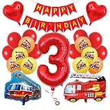 Geburtstagsdeko Jungen Luftballons 3.Jahr Feuerwehrmann Geburtstag...