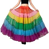 Mehrfarbiger Regenbogen-A-Linie, Maxi-Tutu-Rock, plissiert, bodenlang,...