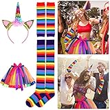 BESTOYARD Rainbow Tutu Rock Kit Bunte Einhorn Stirnband Lange...