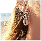 Allereya Vintage Boho Muschel Tropfen Ohrringe Türkis Perle Baumeln...