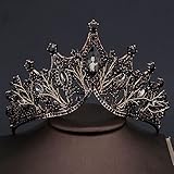 Barocke Kristall Tiara Temperament Elegant Schwarze Strass Krone...