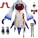 YEAJION Genshin Impact Cosplay Ganyu Kostüm Komplettes Set mit...