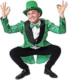 GRÜNES LEPRECHAUN KOSTÜM FÜR ERWACHSENE - GRÜNER PAILLETTEN-FRACK...