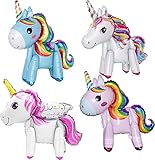 Folienballon Einhorn, 3D Tier Riesenballon Helium Aluminum...