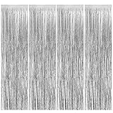 Feibmir 4 Stück Silber Lametta Vorhänge,Glitzer Vorhang Deko,Folie...