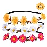 XCOZU Blumenkranz Haare, 3 Daisy Blumen Stirnband Haarband Hochzeit...