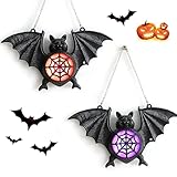 2 Stück 3D Halloween Fledermaus Lichter Halloween Lichterkette,...