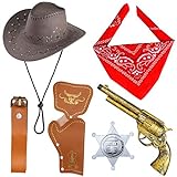 Beelittle Cowboy Kostüm Zubehör Cowboy Hut Bandanna Toy Guns mit...